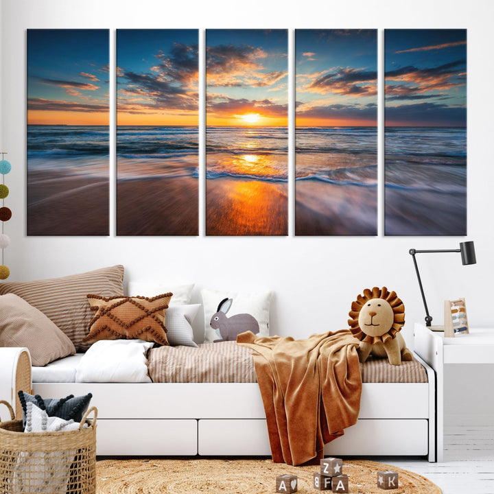 Captivating Sunset over the Horizon Beach Photo Print Ocean Canvas Wall Art