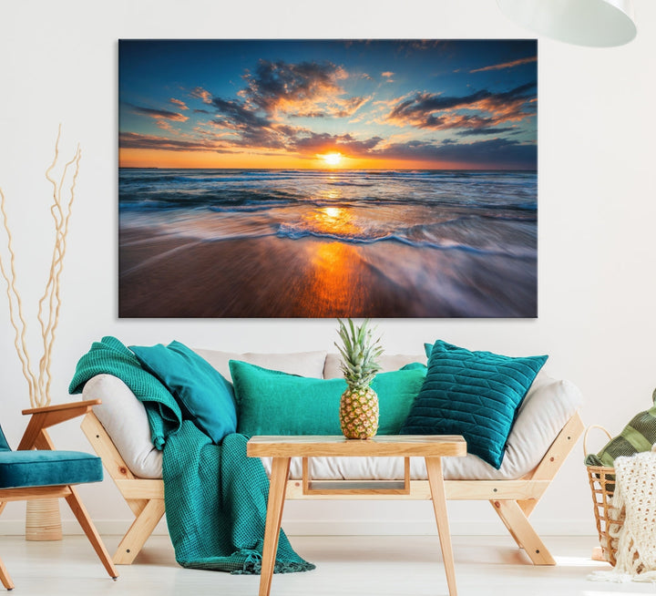 Captivating Sunset over the Horizon Beach Photo Print Ocean Canvas Wall Art