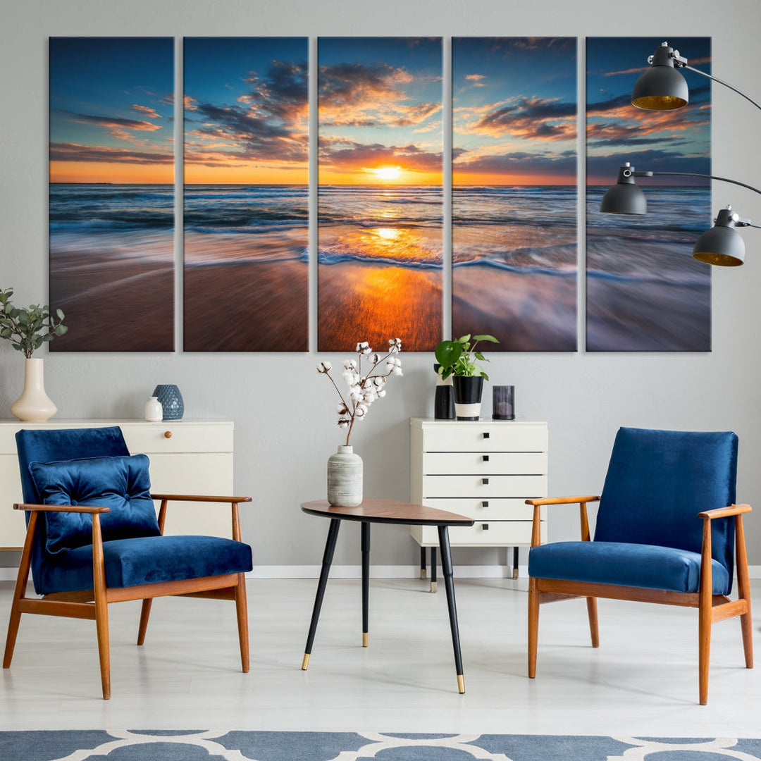 Captivating Sunset over the Horizon Beach Photo Print Ocean Canvas Wall Art