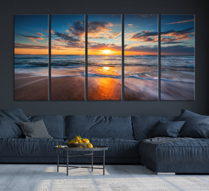 Captivating Sunset over the Horizon Beach Photo Print Ocean Canvas Wall Art