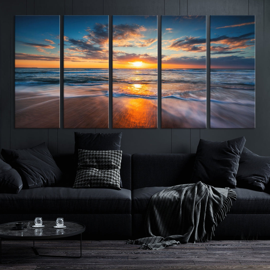 Captivating Sunset over the Horizon Beach Photo Print Ocean Canvas Wall Art