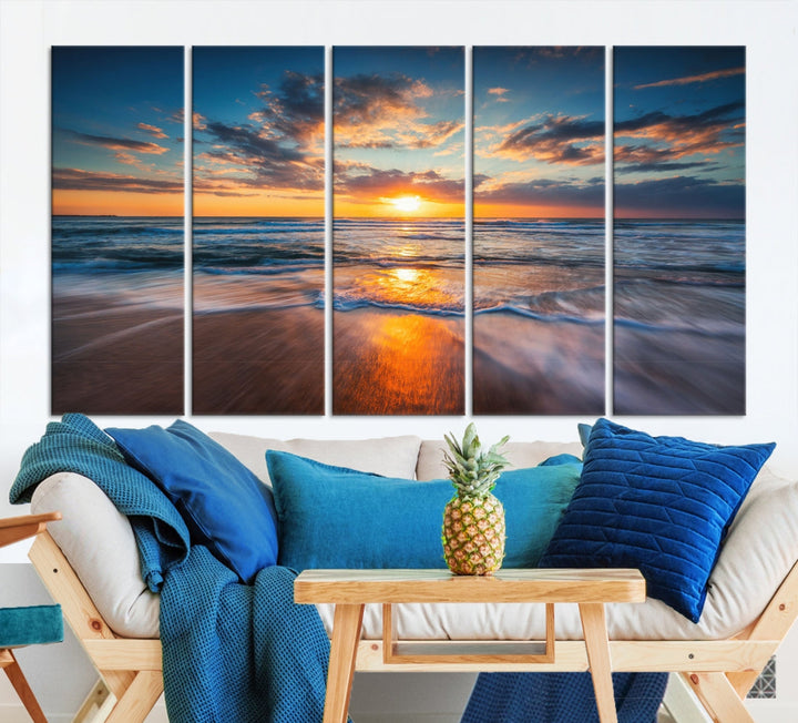 Captivating Sunset over the Horizon Beach Photo Print Ocean Canvas Wall Art