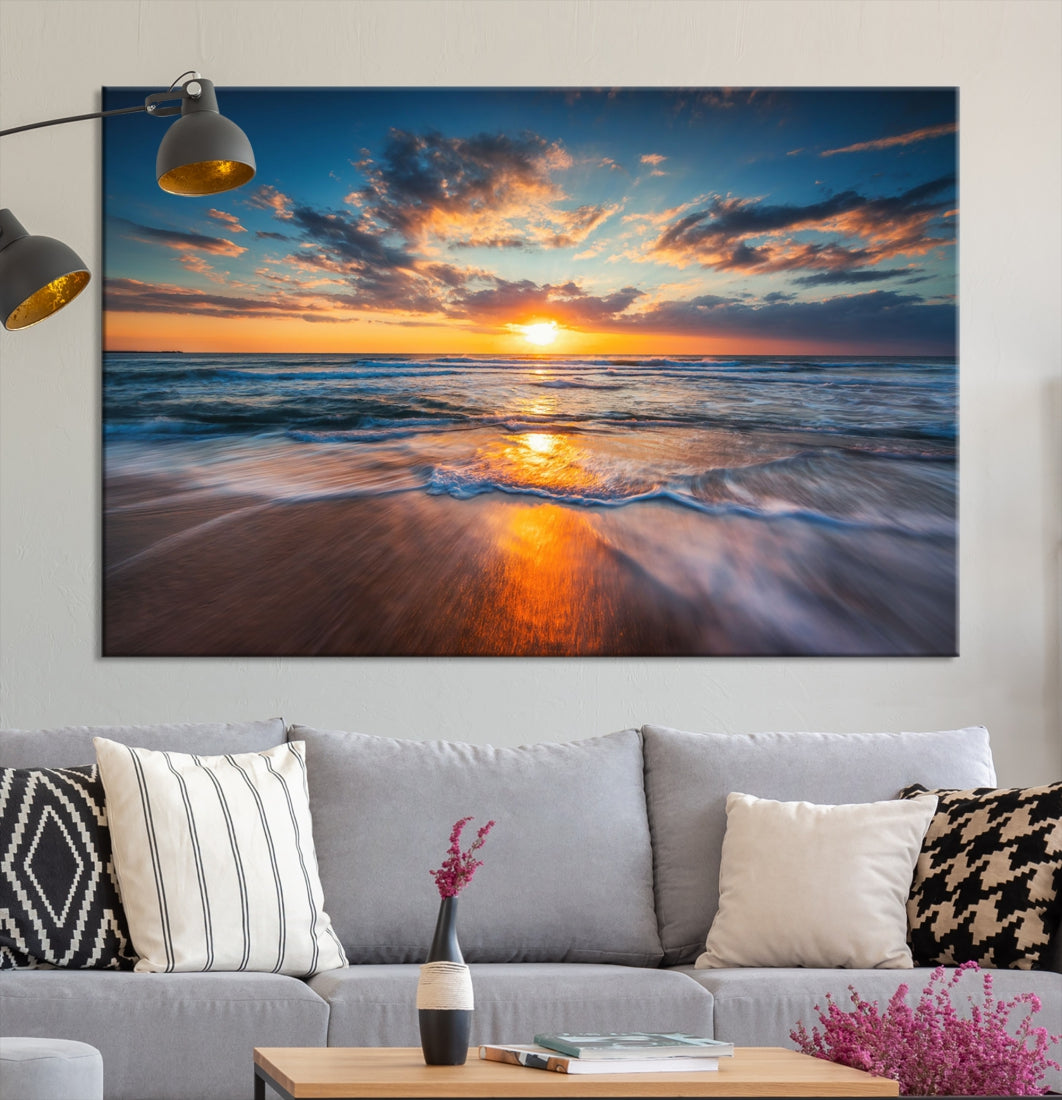 Captivating Sunset over the Horizon Beach Photo Print Ocean Canvas Wall Art