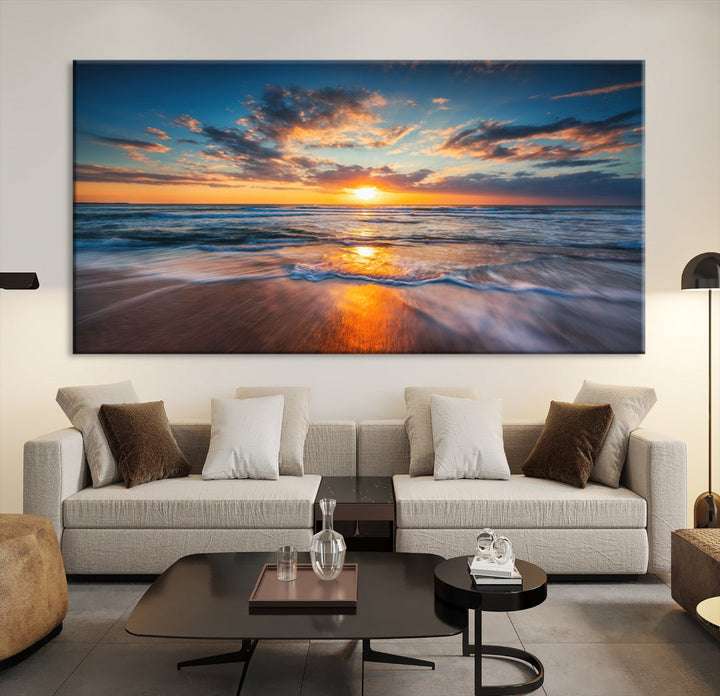 Captivating Sunset over the Horizon Beach Photo Print Ocean Canvas Wall Art