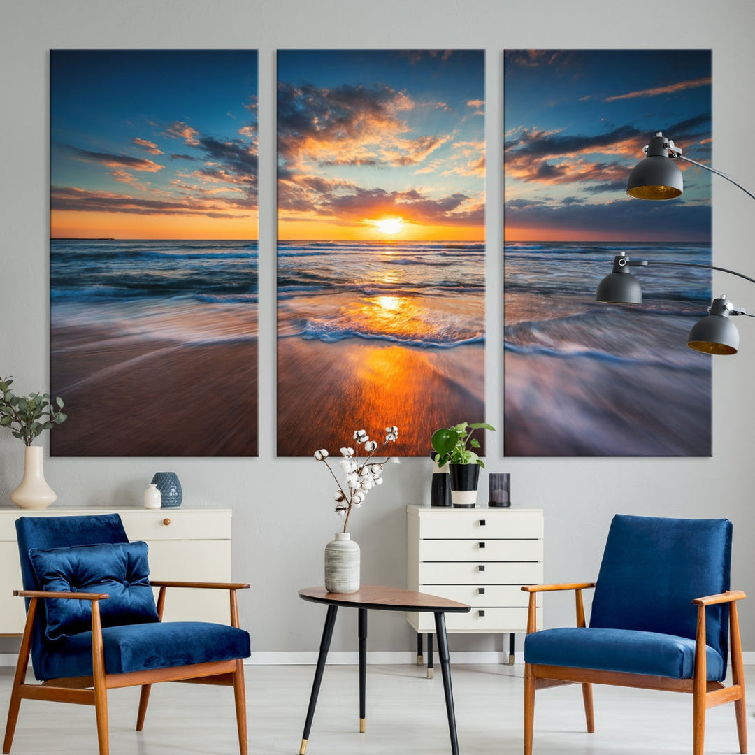 Captivating Sunset over the Horizon Beach Photo Print Ocean Canvas Wall Art