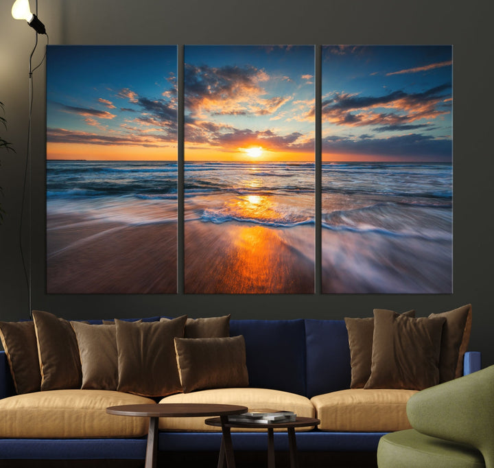 Captivating Sunset over the Horizon Beach Photo Print Ocean Canvas Wall Art