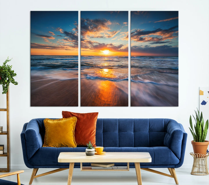 Captivating Sunset over the Horizon Beach Photo Print Ocean Canvas Wall Art