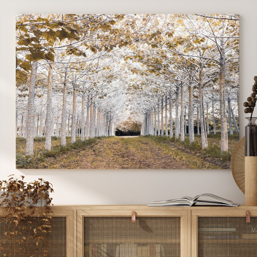 Captivating Tree Line Landscape Wall Art Autumn Tree Canvas Print Set of Framed