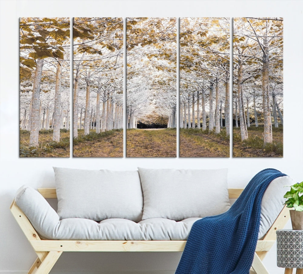 Captivating Tree Line Landscape Wall Art Autumn Tree Canvas Print Set of Framed