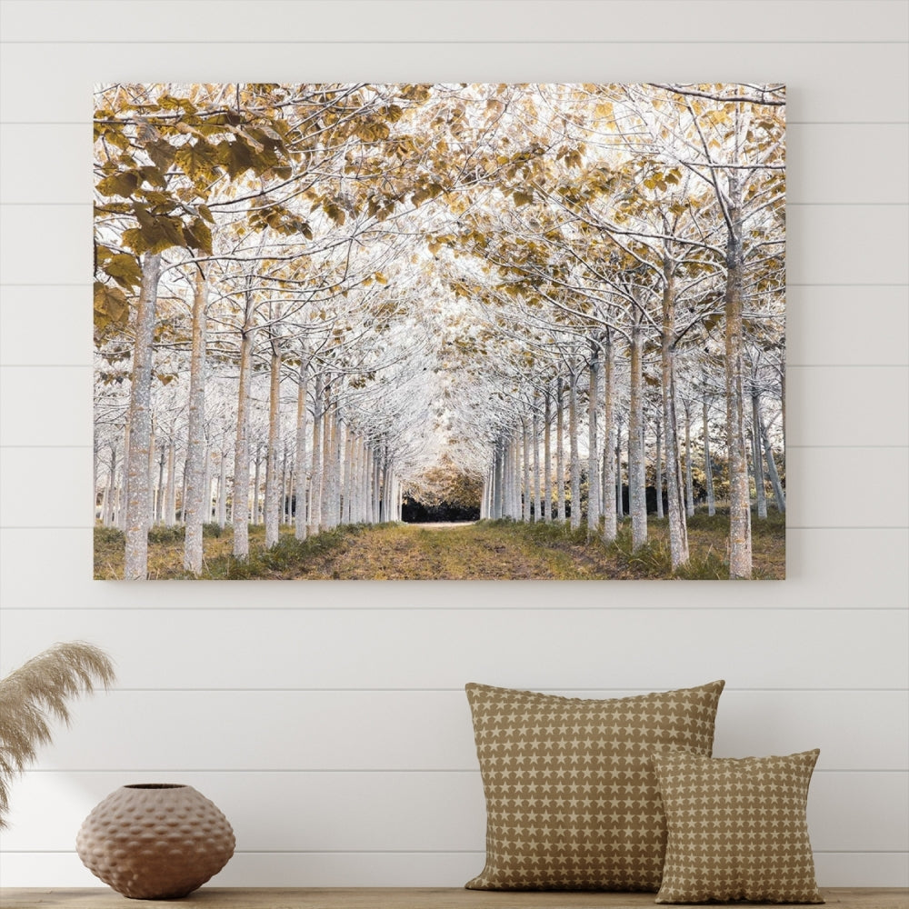 Captivating Tree Line Landscape Wall Art Autumn Tree Canvas Print Set of Framed