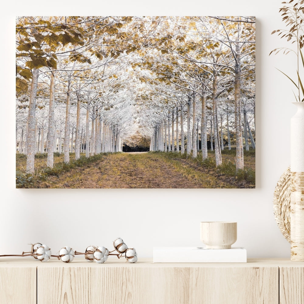 Captivating Tree Line Landscape Wall Art Autumn Tree Canvas Print Set of Framed