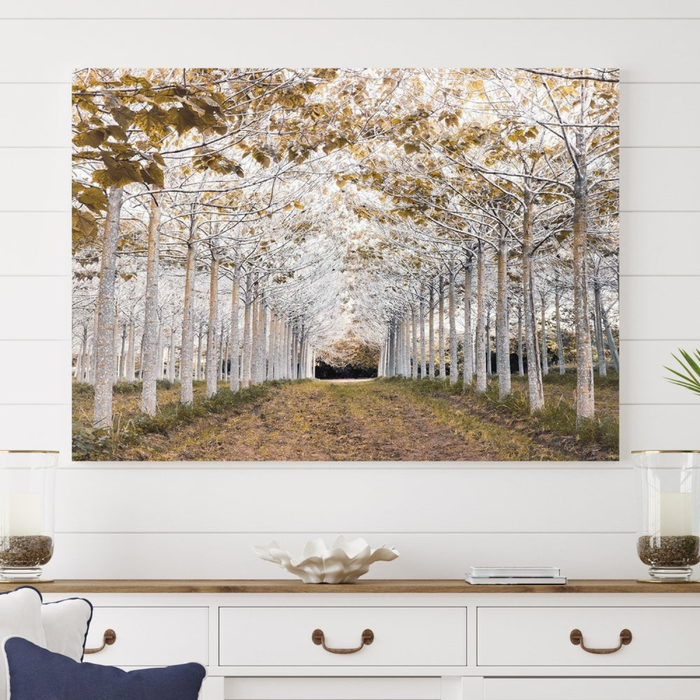 Captivating Tree Line Landscape Wall Art Autumn Tree Canvas Print Set of Framed