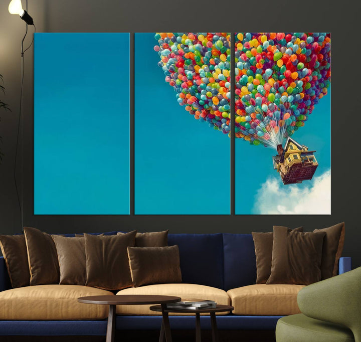 Carl Fredricksen, Up Movie Wall Art, Balloons Wall Art, Air Balloons for Kids Room Print