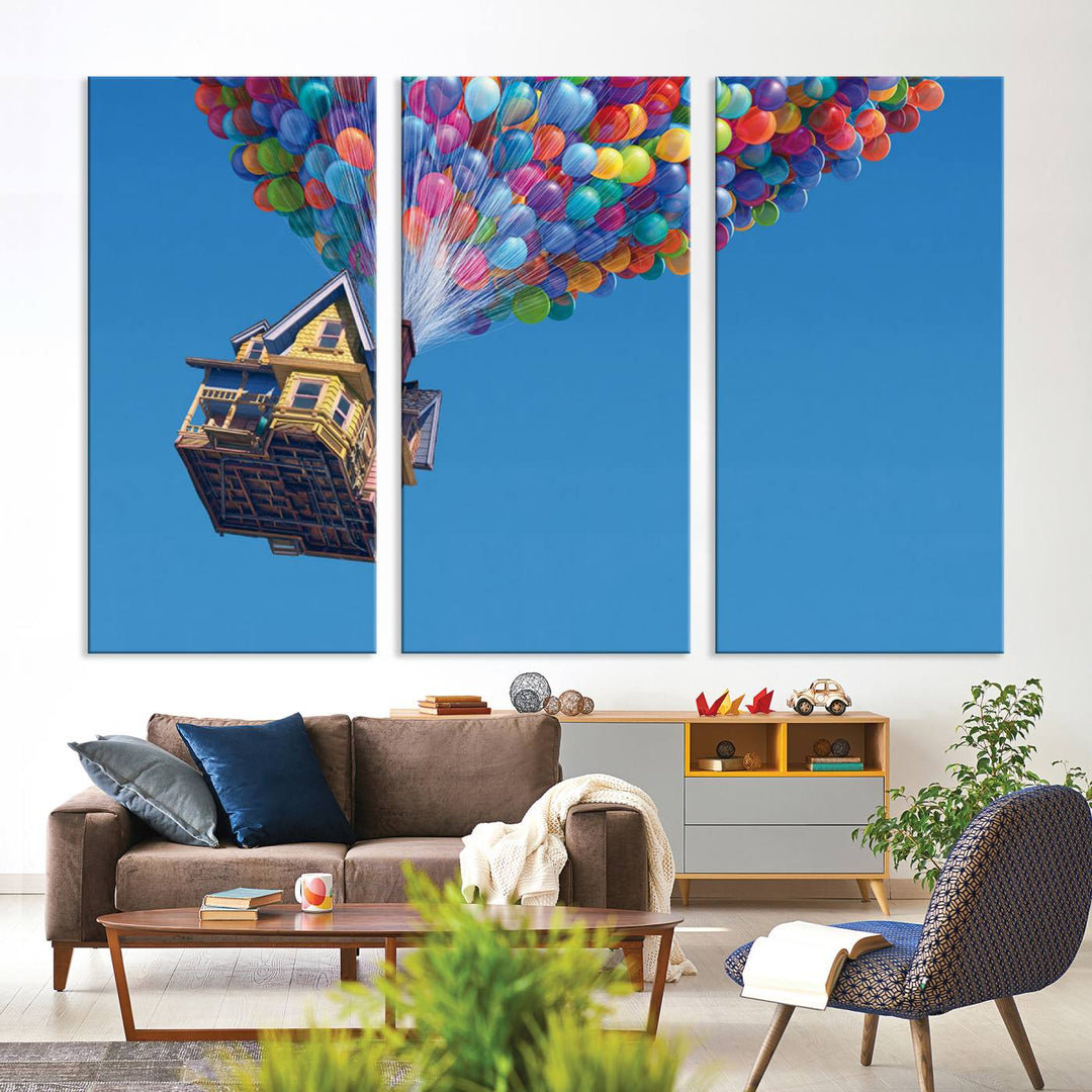 Carl Fredricksen, Up Movie Wall Art, Balloons Wall Art, Air Balloons for Kids Room Print