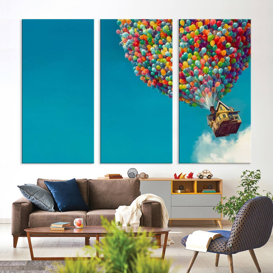 Carl Fredricksen, Up Movie Wall Art, Balloons Wall Art, Air Balloons for Kids Room Print