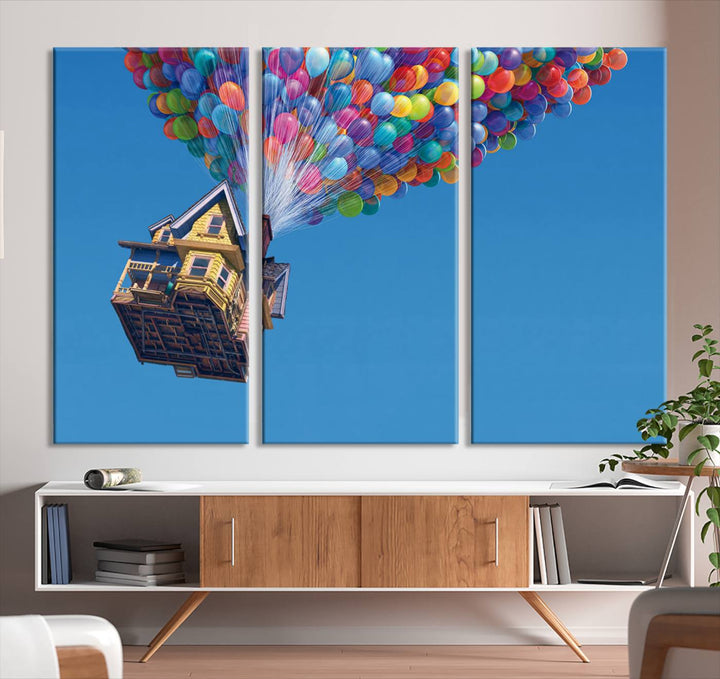 Carl Fredricksen, Up Movie Wall Art, Balloons Wall Art, Air Balloons for Kids Room Print