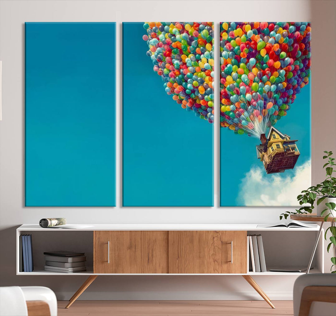 Carl Fredricksen, Up Movie Wall Art, Balloons Wall Art, Air Balloons for Kids Room Print