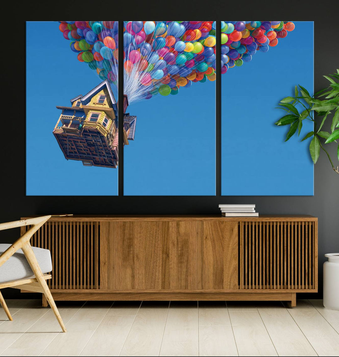 Carl Fredricksen, Up Movie Wall Art, Balloons Wall Art, Air Balloons for Kids Room Print