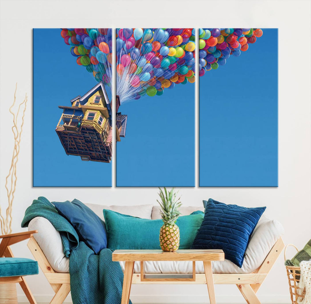 Carl Fredricksen, Up Movie Wall Art, Balloons Wall Art, Air Balloons for Kids Room Print