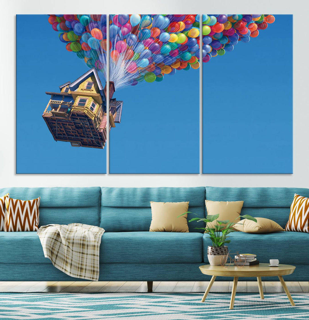 Carl Fredricksen, Up Movie Wall Art, Balloons Wall Art, Air Balloons for Kids Room Print