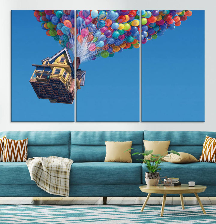 Carl Fredricksen, Up Movie Wall Art, Balloons Wall Art, Air Balloons for Kids Room Print