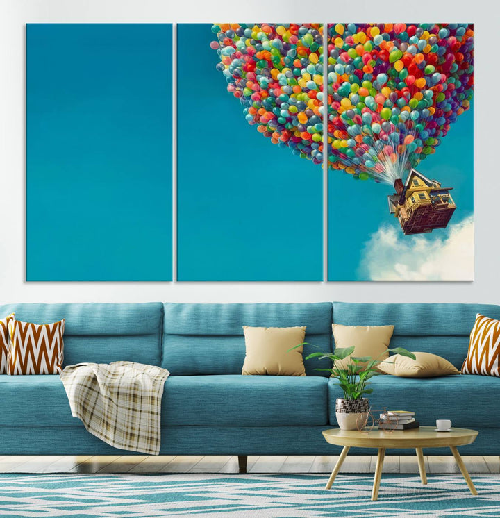 Carl Fredricksen, Up Movie Wall Art, Balloons Wall Art, Air Balloons for Kids Room Print