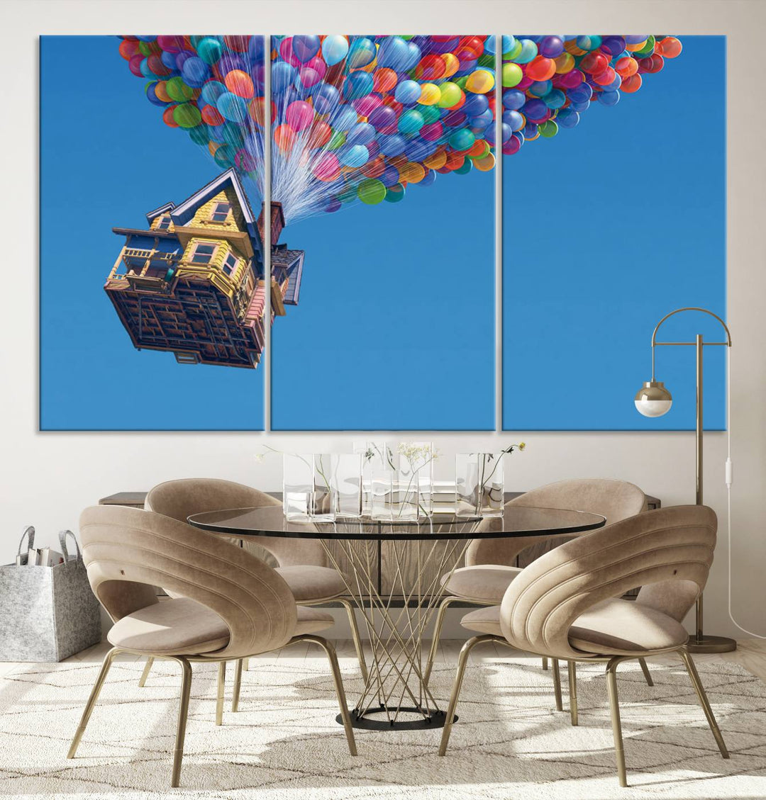 Carl Fredricksen, Up Movie Wall Art, Balloons Wall Art, Air Balloons for Kids Room Print