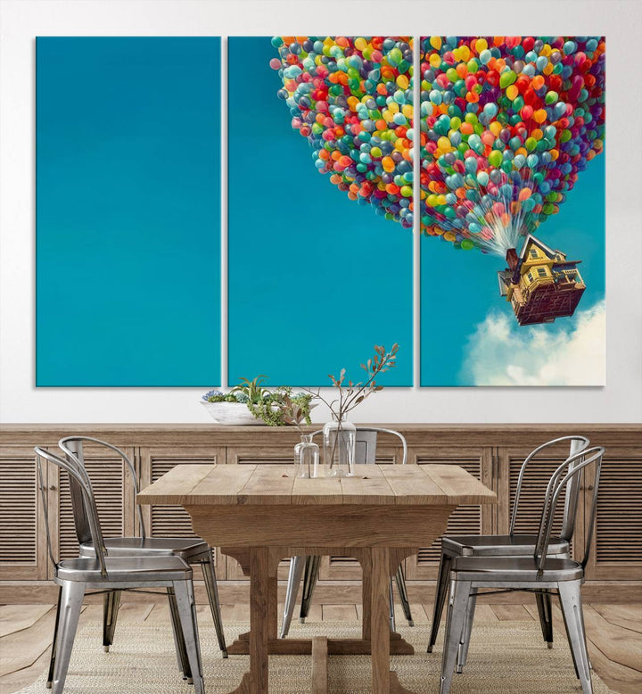 Carl Fredricksen, Up Movie Wall Art, Balloons Wall Art, Air Balloons for Kids Room Print