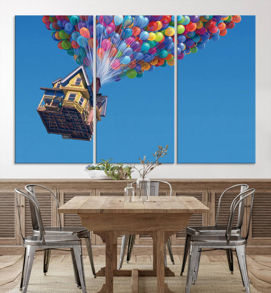 Carl Fredricksen, Up Movie Wall Art, Balloons Wall Art, Air Balloons for Kids Room Print