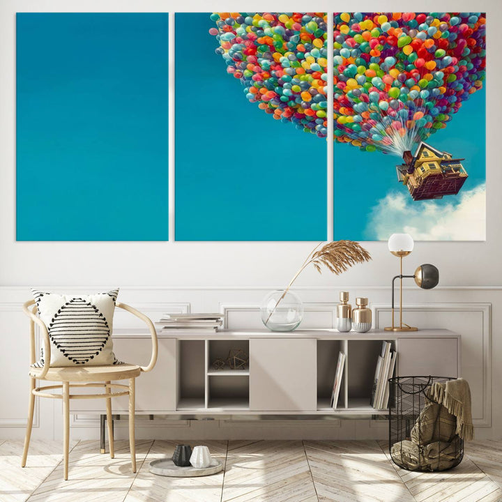 Carl Fredricksen, Up Movie Wall Art, Balloons Wall Art, Air Balloons for Kids Room Print