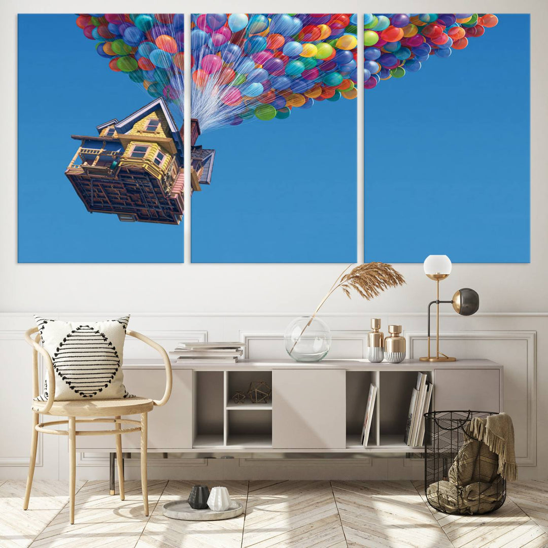 Carl Fredricksen, Up Movie Wall Art, Balloons Wall Art, Air Balloons for Kids Room Print