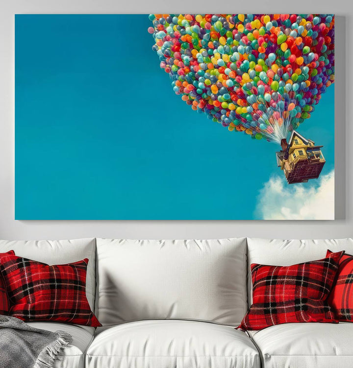 Carl Fredricksen, Up Movie Wall Art, Balloons Wall Art, Air Balloons for Kids Room Print