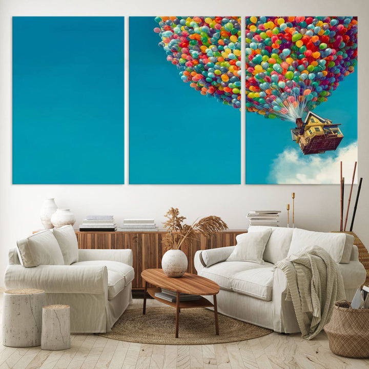 Carl Fredricksen, Up Movie Wall Art, Balloons Wall Art, Air Balloons for Kids Room Print