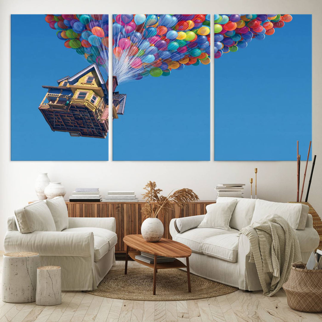 Carl Fredricksen, Up Movie Wall Art, Balloons Wall Art, Air Balloons for Kids Room Print