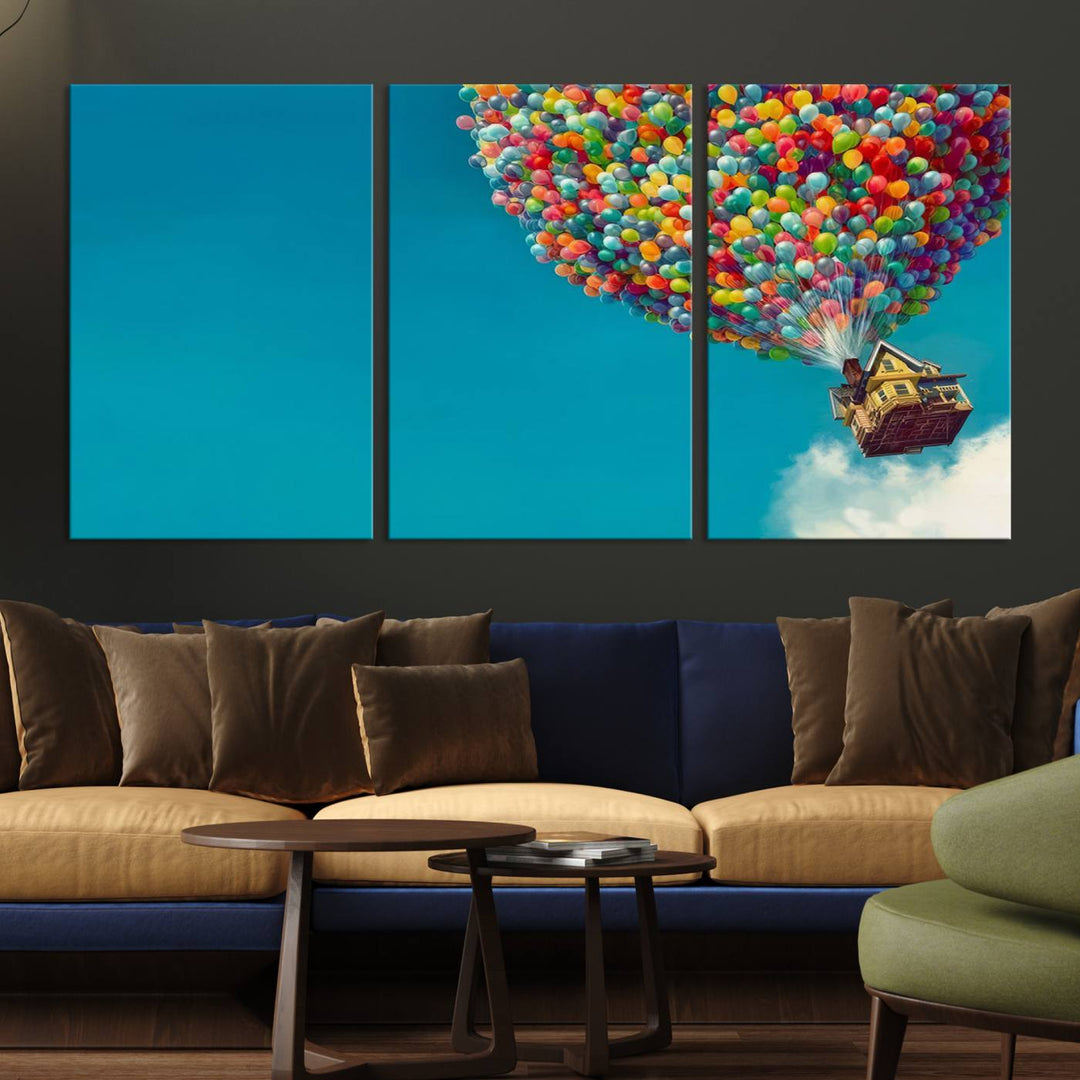 Carl Fredricksen, Up Movie Wall Art, Balloons Wall Art, Air Balloons for Kids Room Print