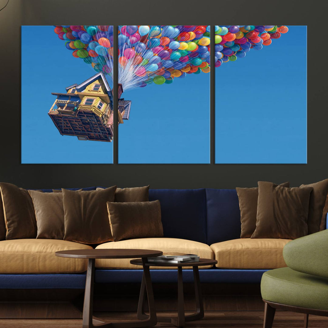 Carl Fredricksen, Up Movie Wall Art, Balloons Wall Art, Air Balloons for Kids Room Print