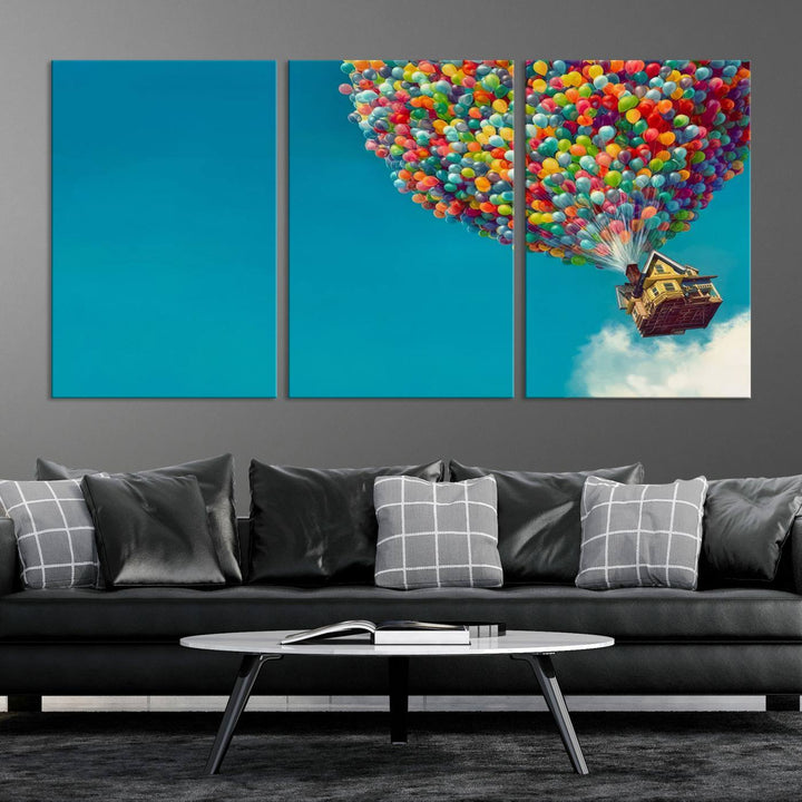 Carl Fredricksen, Up Movie Wall Art, Balloons Wall Art, Air Balloons for Kids Room Print