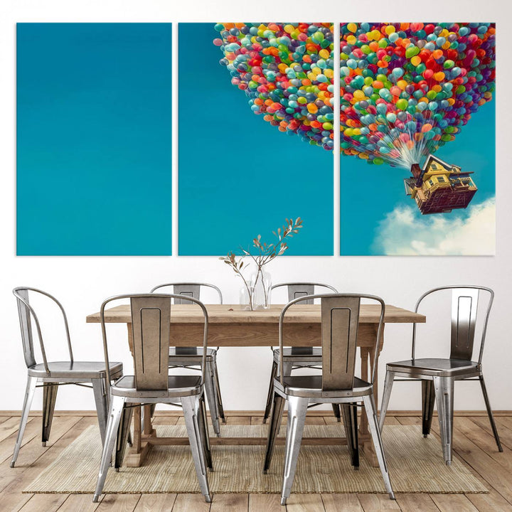 Carl Fredricksen, Up Movie Wall Art, Balloons Wall Art, Air Balloons for Kids Room Print