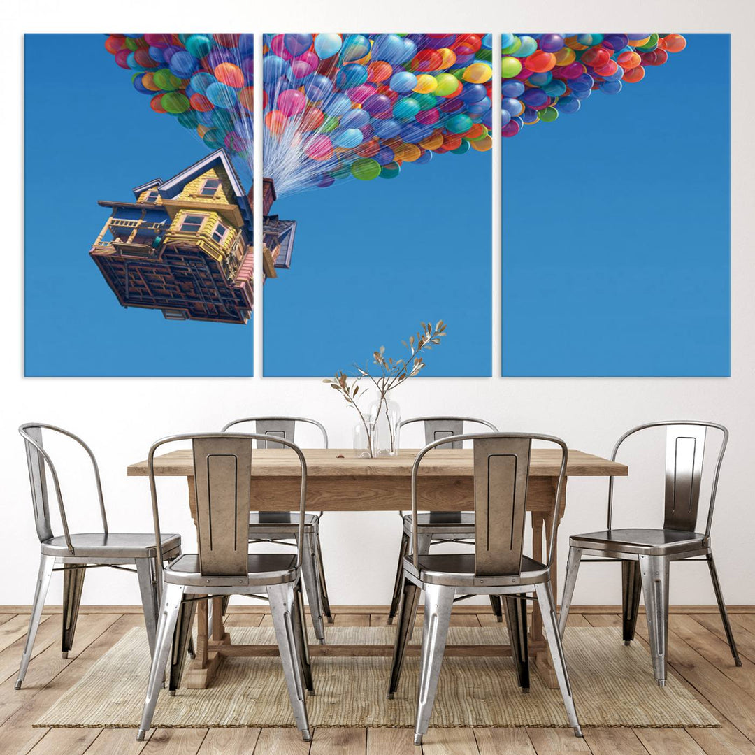 Carl Fredricksen, Up Movie Wall Art, Balloons Wall Art, Air Balloons for Kids Room Print