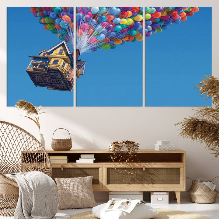 Carl Fredricksen, Up Movie Wall Art, Balloons Wall Art, Air Balloons for Kids Room Print