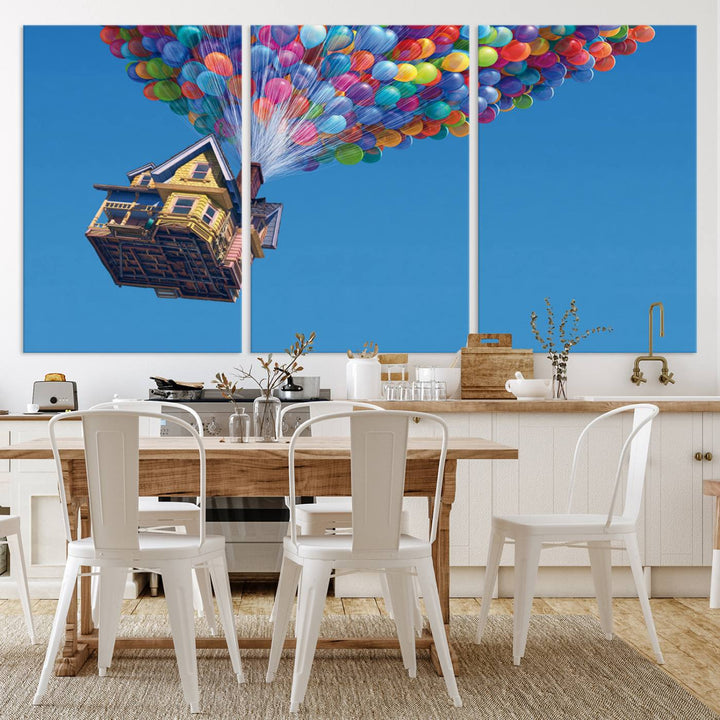 Carl Fredricksen, Up Movie Wall Art, Balloons Wall Art, Air Balloons for Kids Room Print