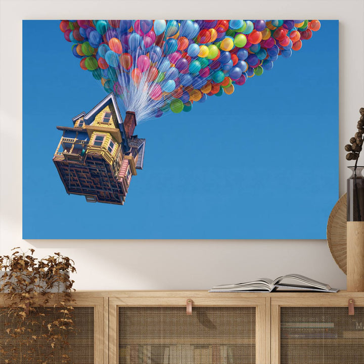 Carl Fredricksen, Up Movie Wall Art, Balloons Wall Art, Air Balloons for Kids Room Print