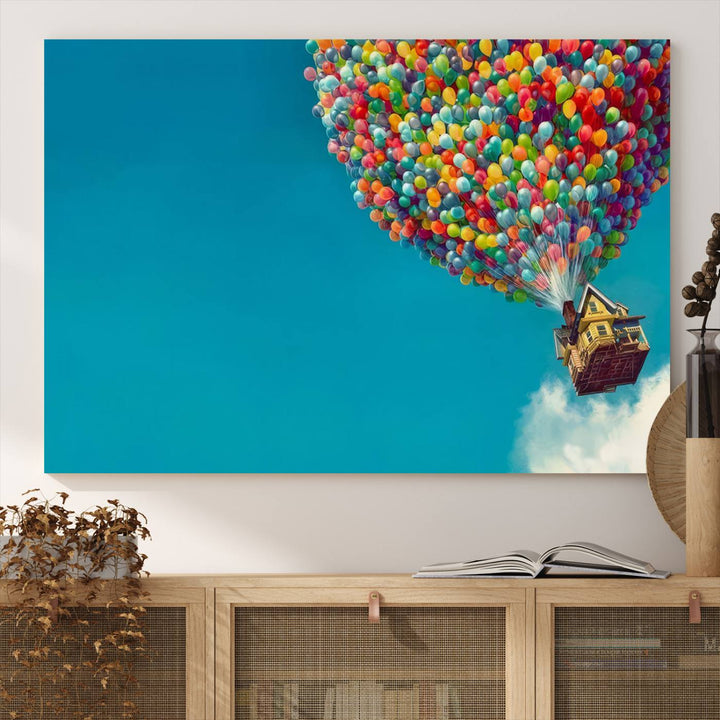 Carl Fredricksen, Up Movie Wall Art, Balloons Wall Art, Air Balloons for Kids Room Print