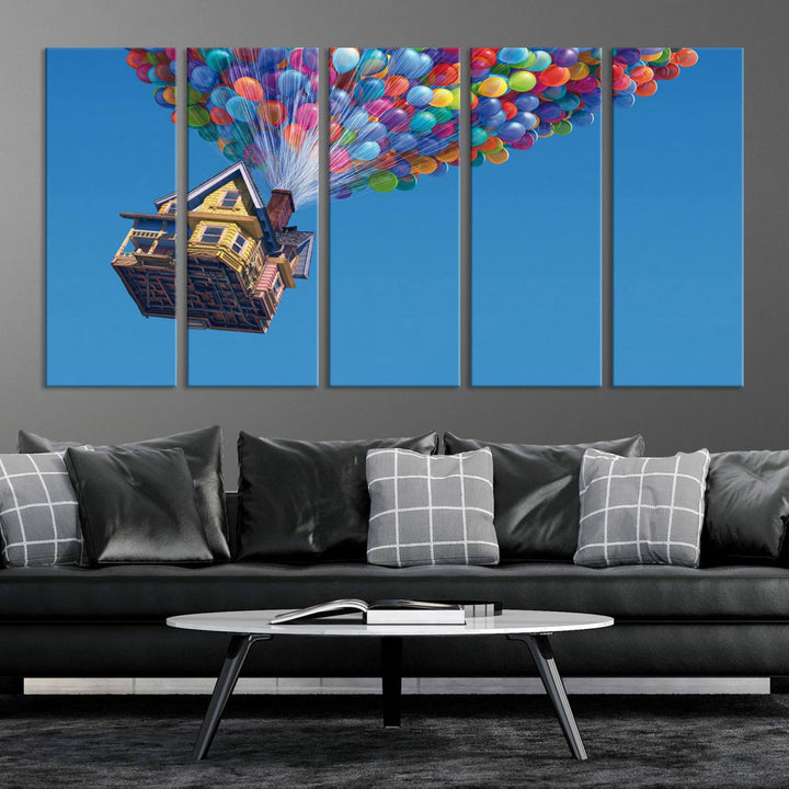 Carl Fredricksen, Up Movie Wall Art, Balloons Wall Art, Air Balloons for Kids Room Print