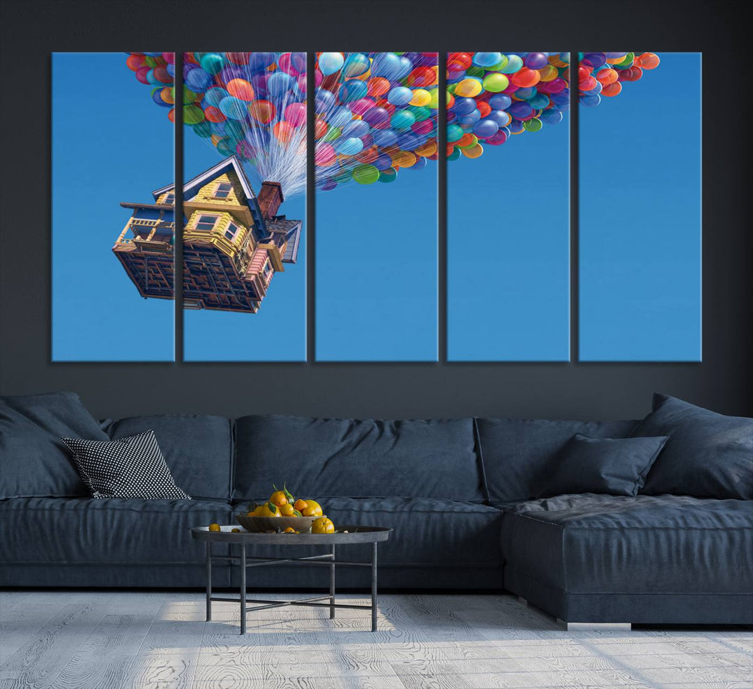 Carl Fredricksen, Up Movie Wall Art, Balloons Wall Art, Air Balloons for Kids Room Print