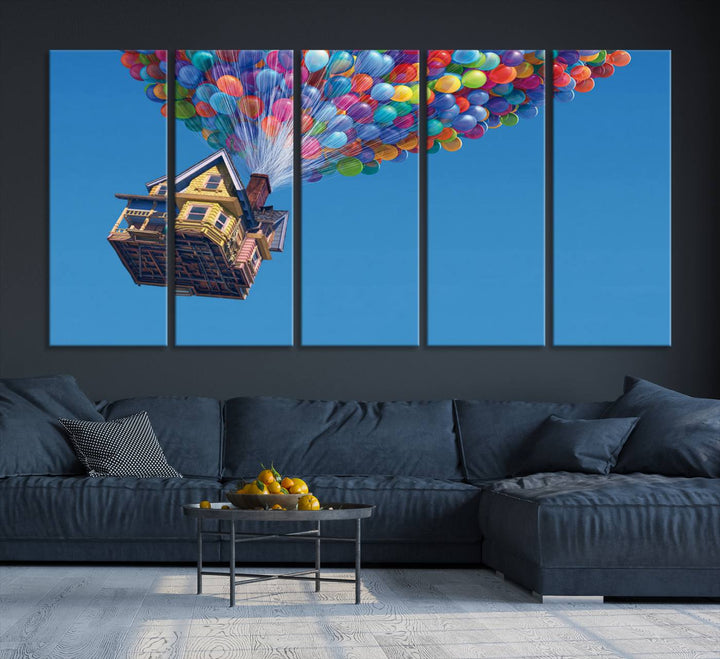 Carl Fredricksen, Up Movie Wall Art, Balloons Wall Art, Air Balloons for Kids Room Print