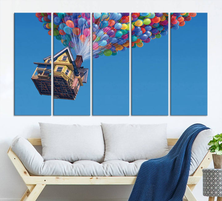 Carl Fredricksen, Up Movie Wall Art, Balloons Wall Art, Air Balloons for Kids Room Print