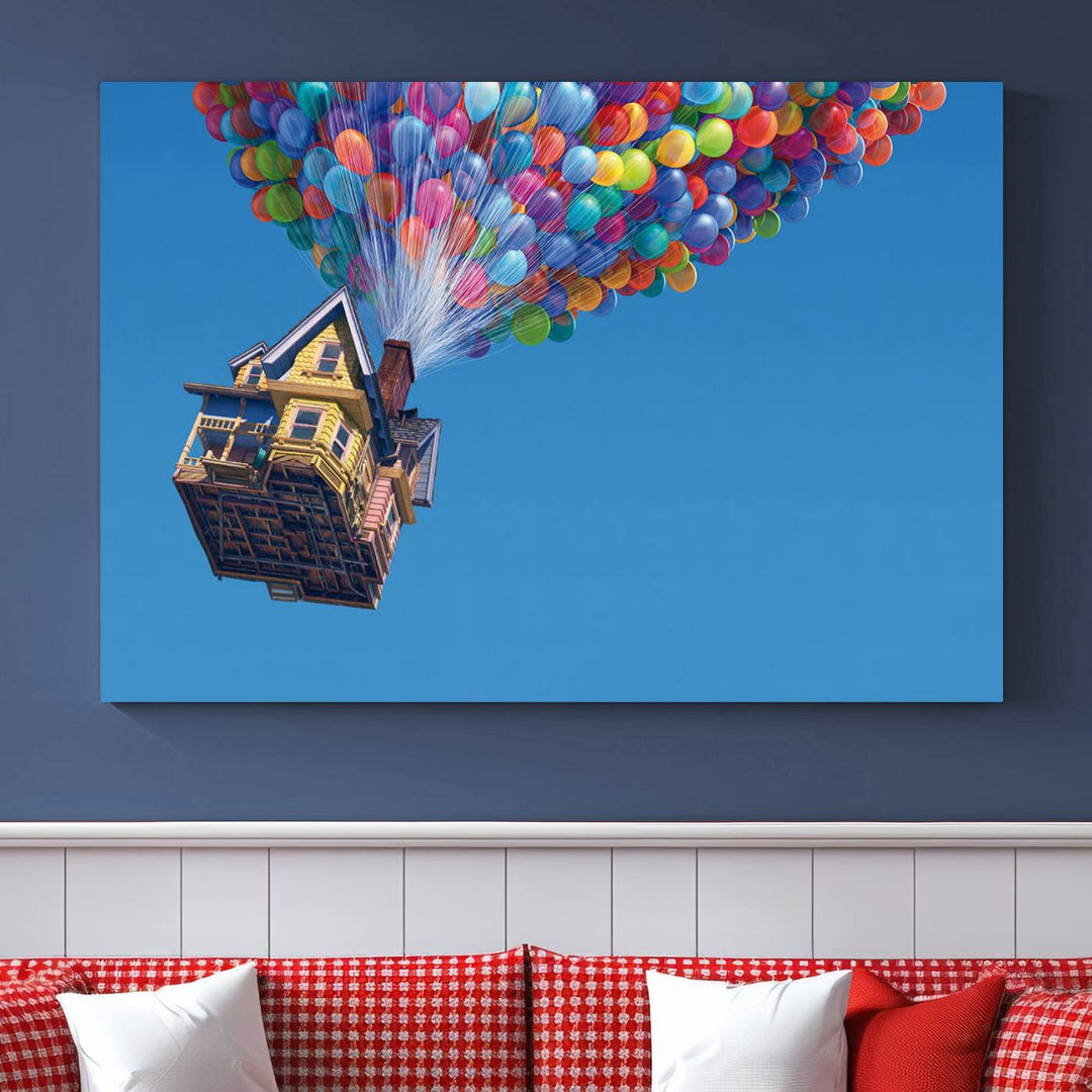 Carl Fredricksen, Up Movie Wall Art, Balloons Wall Art, Air Balloons for Kids Room Print