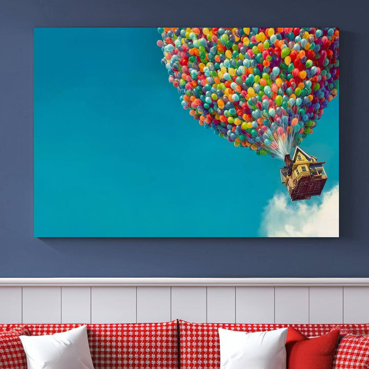 Carl Fredricksen, Up Movie Wall Art, Balloons Wall Art, Air Balloons for Kids Room Print