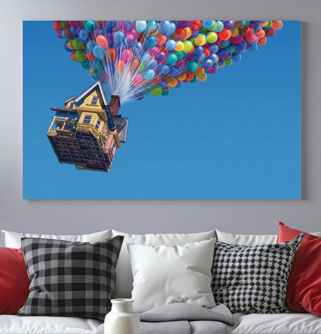 Carl Fredricksen, Up Movie Wall Art, Balloons Wall Art, Air Balloons for Kids Room Print